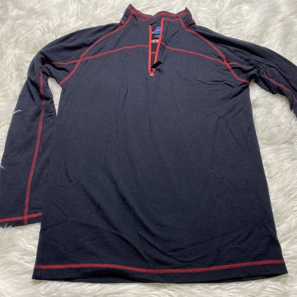 Rail Riders Men's 100% Wool 1/4 Zip‎ Long Sleeve Pullover Black Red Size M
